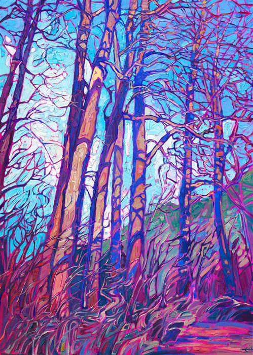 Tree bough shadows original abstract impressionism oil painting by Erin Hanson.