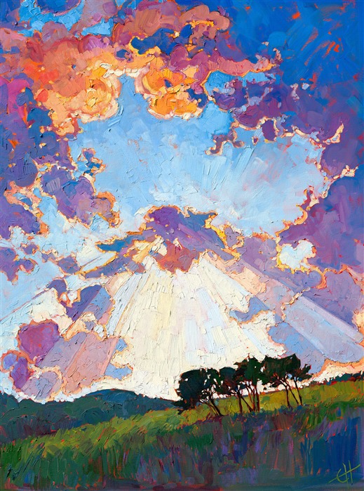 Big texas sky oil painting by master impressionism painter Erin Hanson