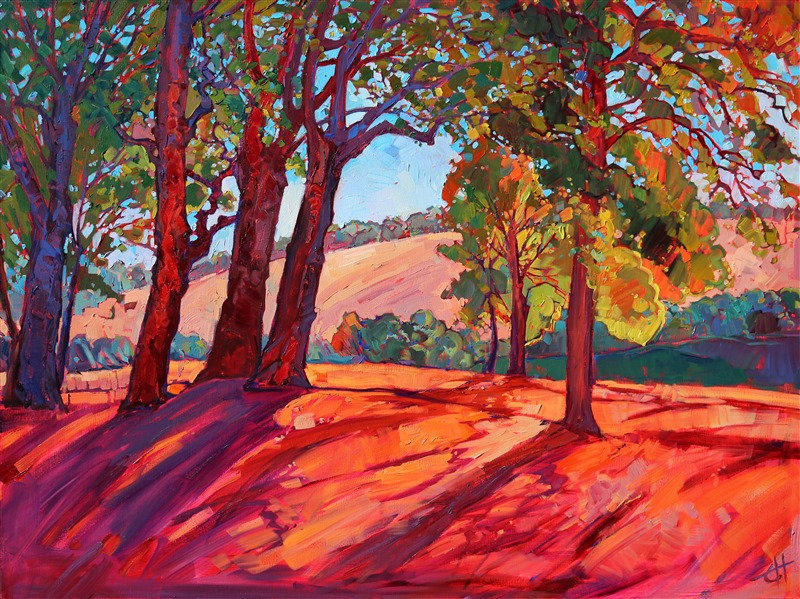California wine country inspired oil painting, by modern impressionism painter Erin Hanson