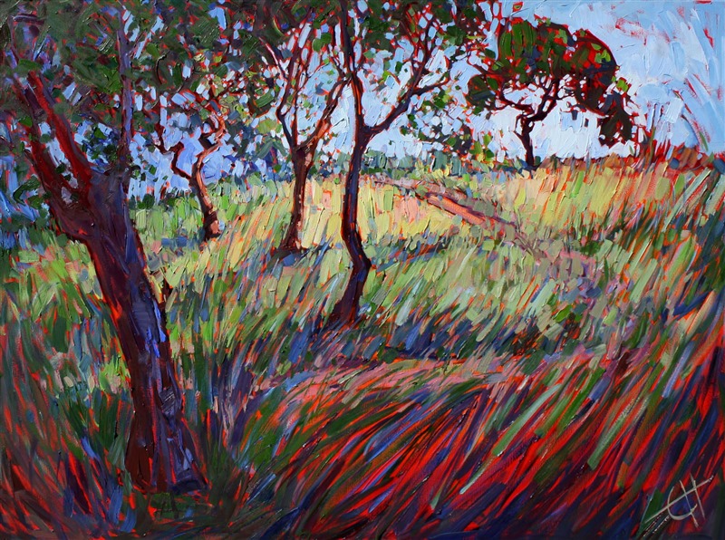 Expressive oil painting of Paso Robles, by modern impressionism painter Erin Hanson 