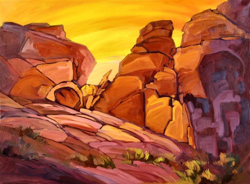 Vibrant oil painting landscape of Valley of Fire, by Erin Hanson