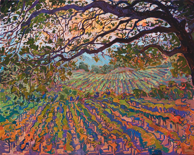 Napa California wine country landscape oil painting by contemporary artist Erin Hanson