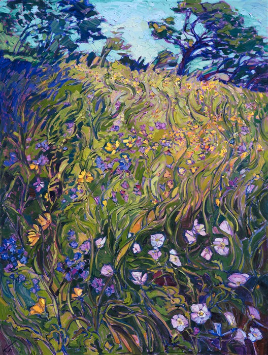 Collect impressionist artwork - wildflowers painting by modern impressionist Erin Hanson, from San Diego California