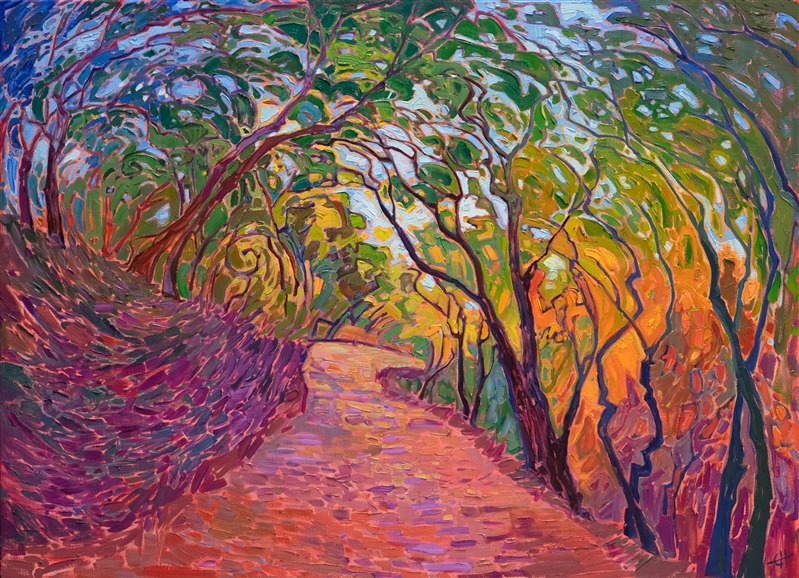 The Path original oil painting by modern expressionist landscape painter Erin Hanson