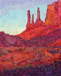 Fins at Arches National Park, original oil painting for collectors of Western Art. Fins at Arches National Park, original oil painting for collectors of Western Art.
