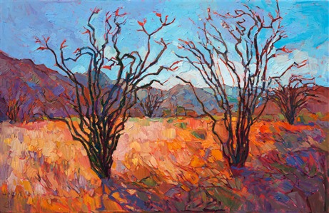 California desert ocotillo painting by American impressionist Erin Hanson Painting Ocotillo Sands