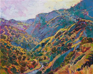 Oil painting of beautiful oak trees with colorful hills by contemporary artist Erin Hanson Oil painting of beautiful oak trees with colorful hills by contemporary artist Erin Hanson