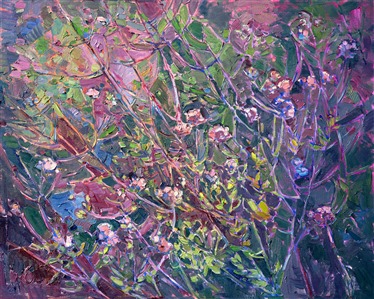 Abstract landscape oil painting in a contemporary expressionist style, by Erin Hanson. Abstract landscape oil painting in a contemporary expressionist style, by Erin Hanson.