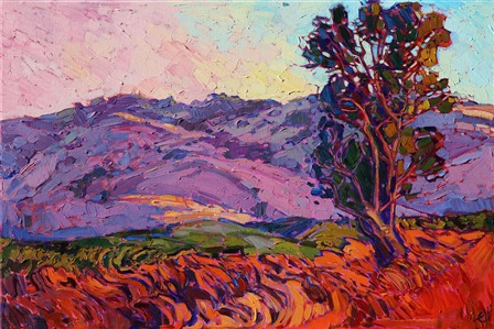 Napa Valley Eucalyptus trees in California wine country contemporary oil painting by Erin Hanson
