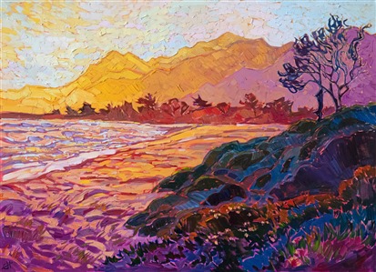 Santa Barbara California coast purple and yellow impressionism by Erin Hanson Santa Barbara California coast purple and yellow impressionism by Erin Hanson
