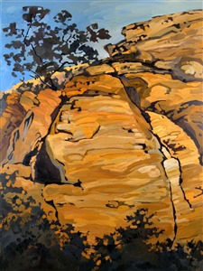 Karate Crack, rock climbing oil painting by Erin Hanson Karate Crack, rock climbing oil painting by Erin Hanson