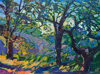 Colorful Paso Robles petite oil painting with vivid trees by Erin Hanson Colorful Paso Robles petite oil painting with vivid trees by Erin Hanson