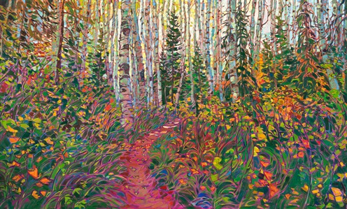 Aspen and pine tree landscape oil painting by modern master impressionist Erin Hanson Aspen and pine tree landscape oil painting by modern master impressionist Erin Hanson