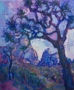 Joshua Tree National Park original oil painting by landscape artist Erin Hanson Painting Joshua Dusk