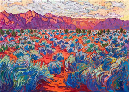 Utah sagebrush, St George Kayenta oil painting by modern impressionism painter Erin Hanson