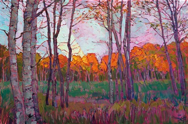Utah aspens landscape painted in oils by modern impressionist Erin Hanson Utah aspens landscape painted in oils by modern impressionist Erin Hanson