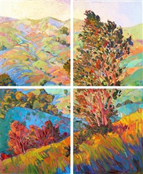 Large quadtych modern oil paintings for sale by expressionst painter Erin Hanson Large quadtych modern oil paintings for sale by expressionst painter Erin Hanson