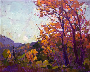 Cottonwoods in fall color, original oil painting by Erin Hanson Cottonwoods in fall color, original oil painting by Erin Hanson