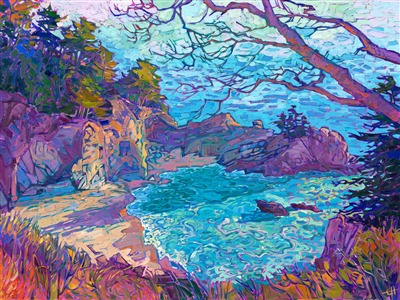 Big Sur Vista - original impressionism oil painting for sale by The Erin Hanson Gallery in Carmel, CA Painting Big Sur Vista
