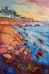 Monterey coastal rocks, premier coup oil painting by Erin Hanson Monterey coastal rocks, premier coup oil painting by Erin Hanson