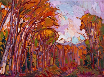 Contemporary impressionst oil painting of an aspen grove in southern Utah. Contemporary impressionst oil painting of an aspen grove in southern Utah.