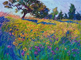 Texas hill country wildflower oil painting by landscape painter Erin Hanson Texas hill country wildflower oil painting by landscape painter Erin Hanson