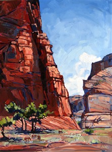 Canyon de Chelly landscape oil painting by Erin Hanson Painting Horse Canyon
