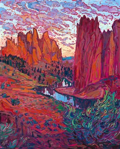 Smith Rock, Oregon, original oil painting for sale by modern impressionist Erin Hanson Smith Rock, Oregon, original oil painting for sale by modern impressionist Erin Hanson