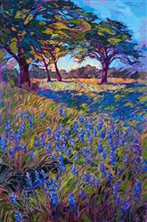 Texas bluebonnets original oil painting for sale by American impressionist Erin Hanson Texas bluebonnets original oil painting for sale by American impressionist Erin Hanson