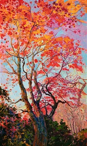 Kyoto Japanese maple tree oil painting in modern expressive color, by American impressionist Erin Hanson Kyoto Japanese maple tree oil painting in modern expressive color, by American impressionist Erin Hanson