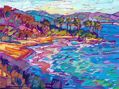 Crescent Beach, southern California impressionism oil painting by Erin Hanson