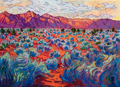 Utah sagebrush, St George Kayenta oil painting by modern impressionism painter Erin Hanson Utah sagebrush, St George Kayenta oil painting by modern impressionism painter Erin Hanson