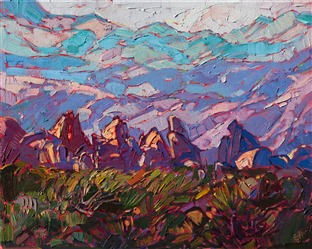 Small oil painting of Joshua Tree National Park, by Erin Hanson Small oil painting of Joshua Tree National Park, by Erin Hanson