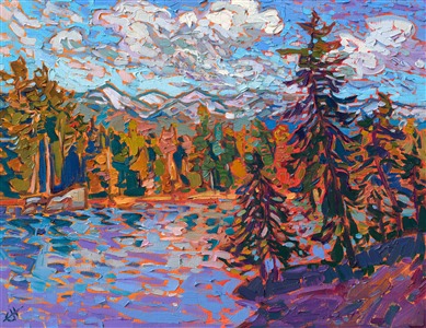 Montana landscape oil painting for sale by American impressionist Erin Hanson Painting Montana Summer