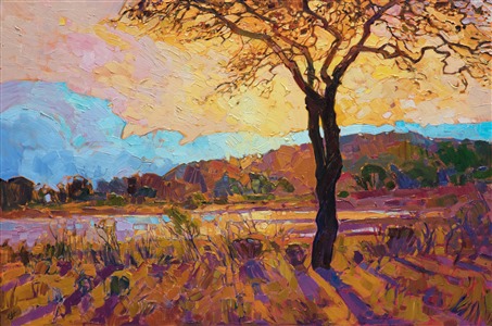 Austin Texas landscape oil painting for sale by contemporary impressionism painter Erin Hanson. Austin Texas landscape oil painting for sale by contemporary impressionism painter Erin Hanson.