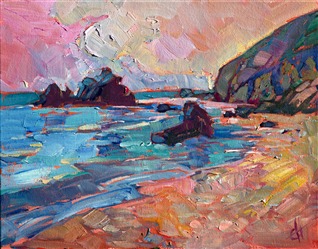 Peach Sands, oil painting on board by Erin Hanson Peach Sands, oil painting on board by Erin Hanson