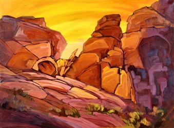 Vibrant oil painting landscape of Valley of Fire, by Erin Hanson Vibrant oil painting landscape of Valley of Fire, by Erin Hanson