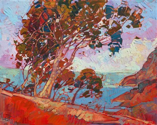 Catalina eucalyptus oil painting by California impressionist painter Erin Hanson. Catalina eucalyptus oil painting by California impressionist painter Erin Hanson.