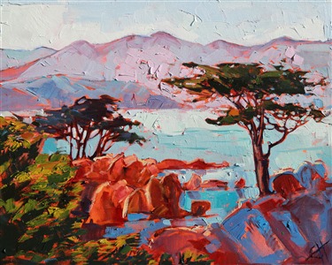Pebble Beach oil painting landscape by contemporary impressionist Erin Hanson Pebble Beach oil painting landscape by contemporary impressionist Erin Hanson