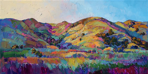 California Greens II -- Paso Robles wine country oil painting landscape painting by Erin Hanson Painting California Greens II