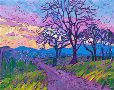 Oregon wine country landscape oil painting by American impressionist Erin Hanson.