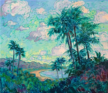 Southern California coastal oil painting by modern impressionist Erin Hanson Painting Southern Coast