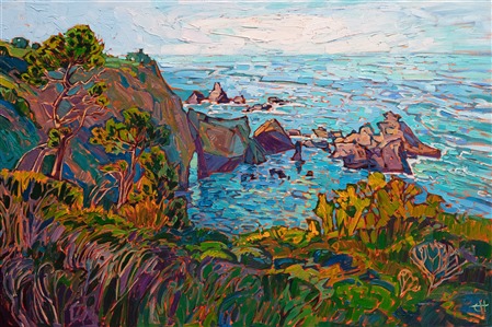 Mendocino California coastal oil painting in a modern impressionism style by Erin Hanson Mendocino California coastal oil painting in a modern impressionism style by Erin Hanson