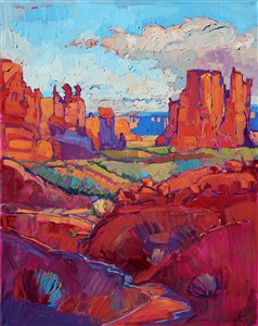 Arches National Park, modern impressionist oil painting by Erin Hanson