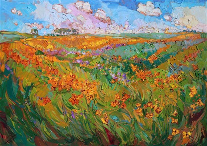 Impressionist flowers painted in impasto textured oils, by California artist Erin Hanson
