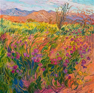 Borrego Springs super bloom desert landscape oil painting of wildflowers, by Erin Hanson Borrego Springs super bloom desert landscape oil painting of wildflowers, by Erin Hanson