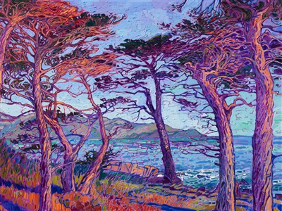 Erin Hanson Carmel cypress tree oil painting in a contemporary impressionism style. Erin Hanson Carmel cypress tree oil painting in a contemporary impressionism style.