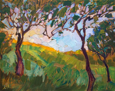 California oak trees painted by modern expressionist painter Erin Hanson