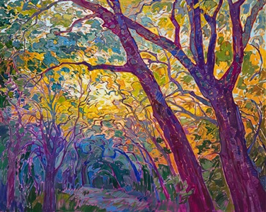 Purchase impressionist paintings of oak trees, by modern impressionism oil painter Erin Hanson.