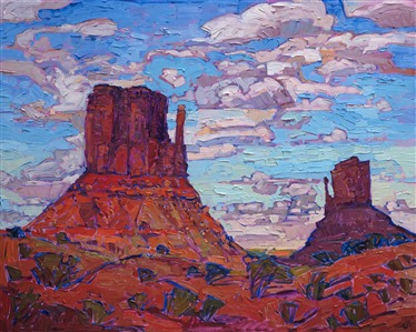 Monument Valley oil painting by contemporary impressionism artist Erin Hanson